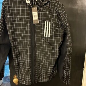 adidas Black and White Grid Windbreaker